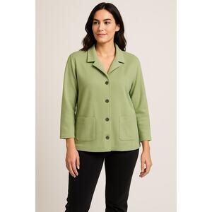 Eileen Fisher Textured Knit Large Jacket springtime‎ wear Light green minimalist